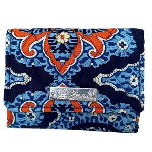 VERA BRADLEY Quilted Wallet Blue Boho Floral Cotton Marrakesh Tri-Fold Retired